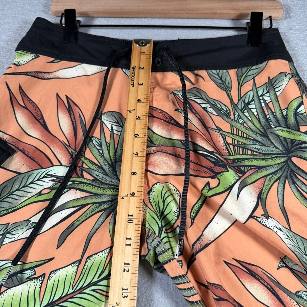 Volcom Mod-Tech Mens Orange Tropical Floral Board Shorts Size 28 A0842306